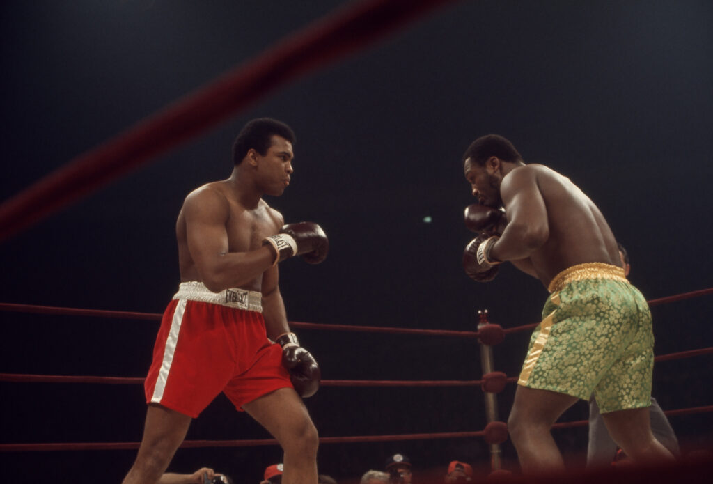 Joe Frazier and Muhammad Ali square up during the Fight of the Century