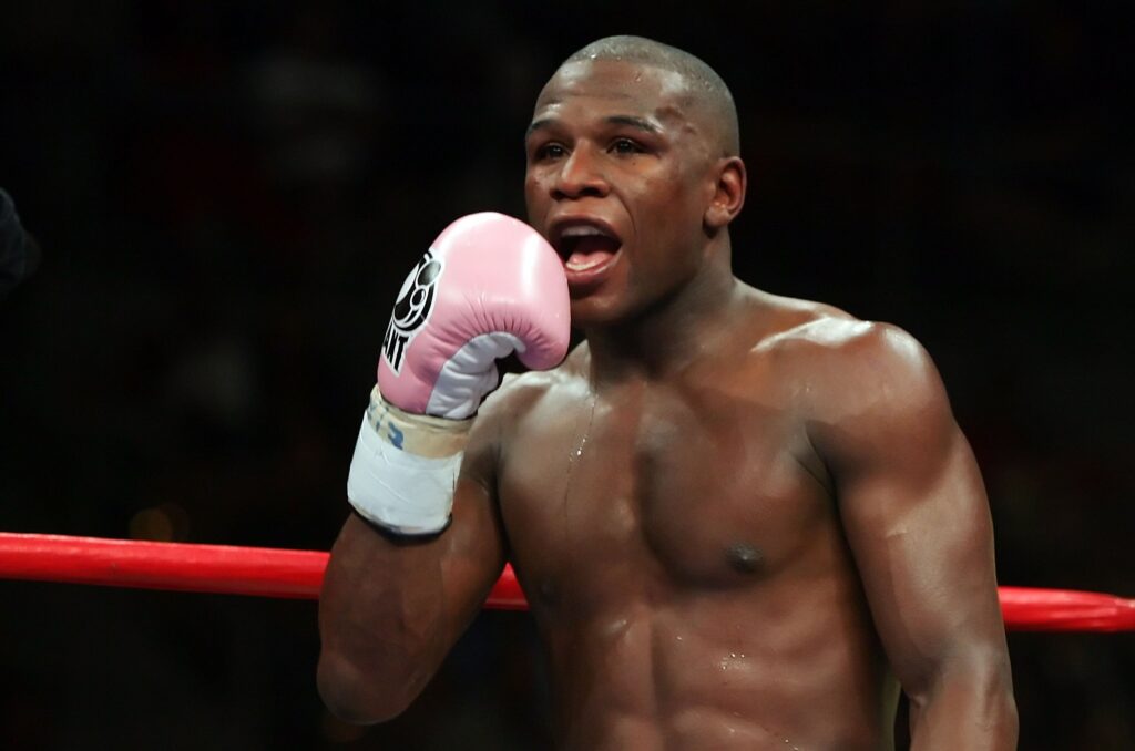 Floyd Mayweather in the ring during his fight with Carlos Baldomir in 2006