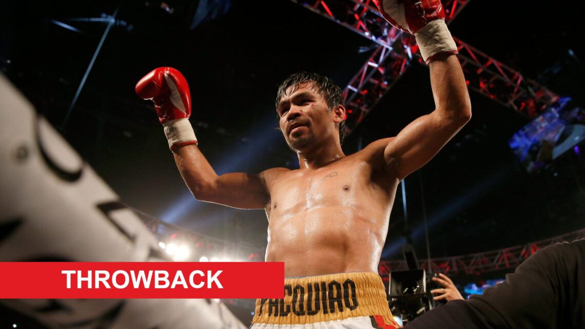 Manny Pacquiao celebrates after his decision win over Timothy Bradley in their 2016 welterweight title fight