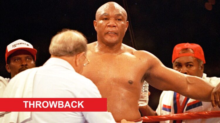 George Foreman in his corner during his heavyweight title fight with Michael Moorer in 1994